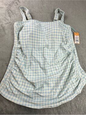 Target Light Blue and White Gingham Tank Top